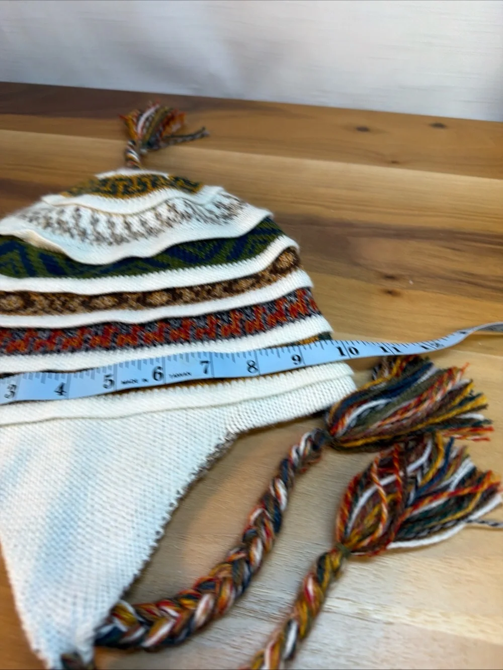 Soft Baby Alpaca Reversible Chullo Beanie Hat Beige Unisex Colorful Boho Peru